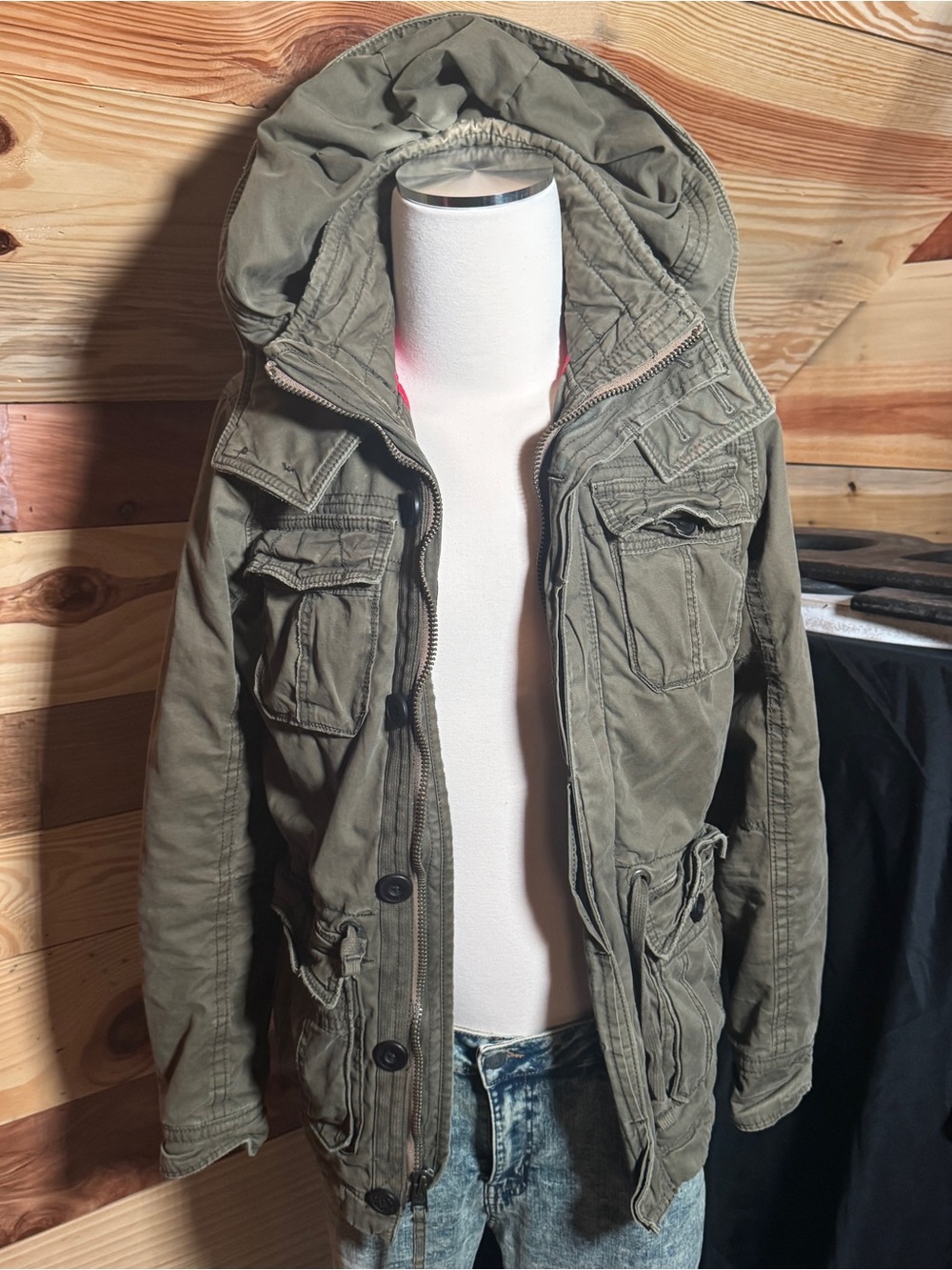 Abercrombie & Fitch Men’s Olive Utility Hooded Jacket